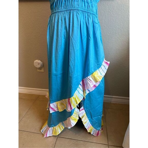 NWT Alden Adair Willow Maxi Ruffle V-Neck Hi-Low Ocean Dress Women’s Medium - Picture 11 of 12